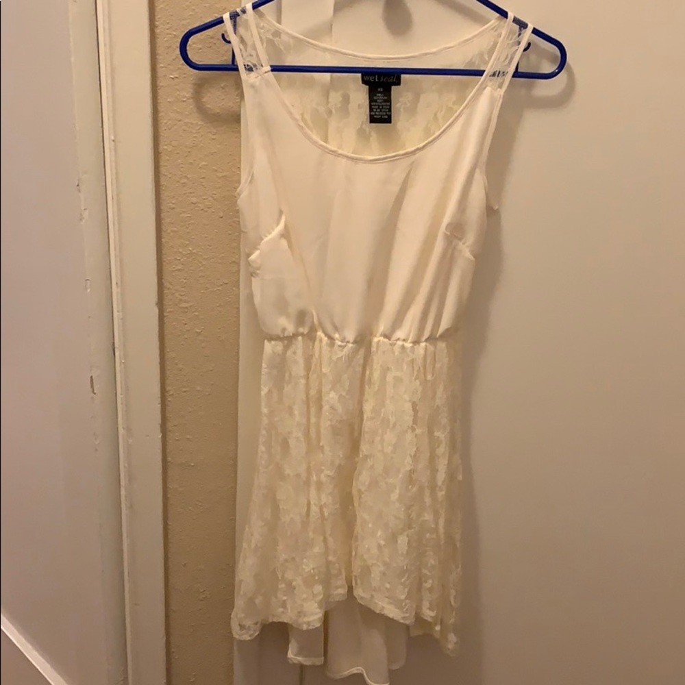 Cream color short lace dress